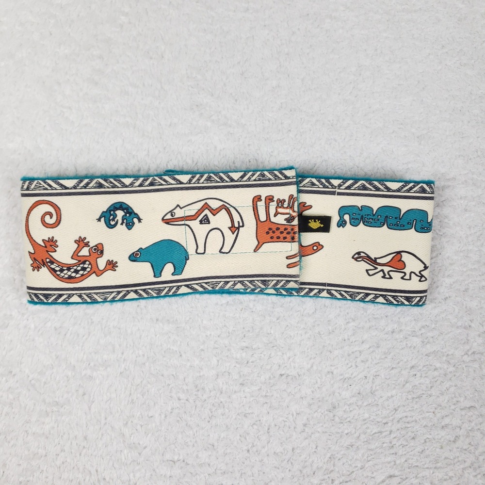 Turtle Fur Fleece Headband Southwestern Animal Print Teal Made in USA Adjustable - Picture 2 of 9